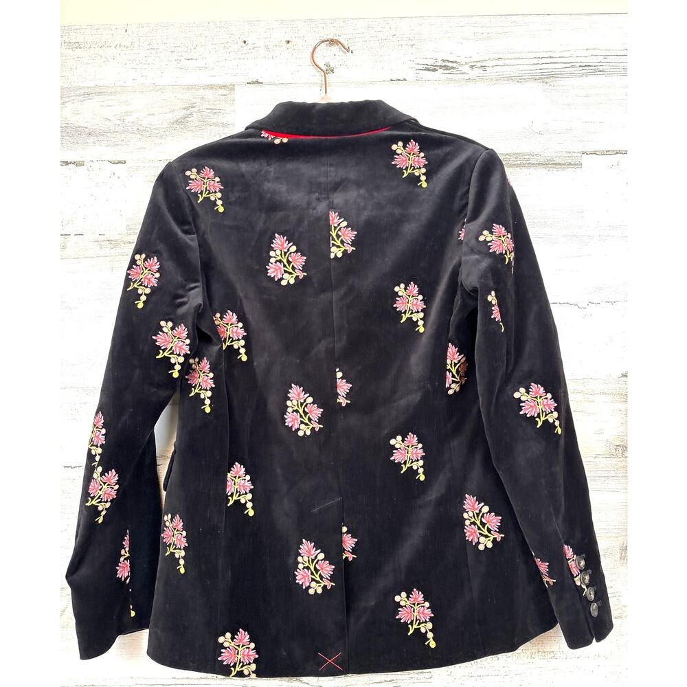 Boden Embroidered Velvet Blazer Black Floral 6 NWT Statement Jack - Picture 3 of 9